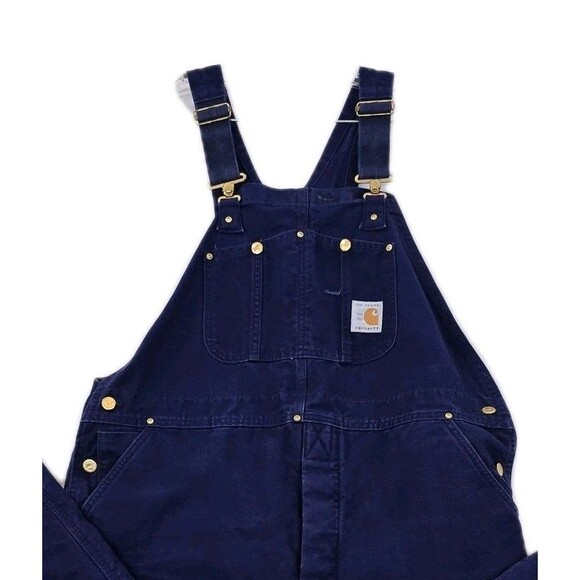 Vtg Carhartt Duck Bib Overalls Canvas Double Knee Mens 42x30 Insulated Quilted - Picture 3 of 16